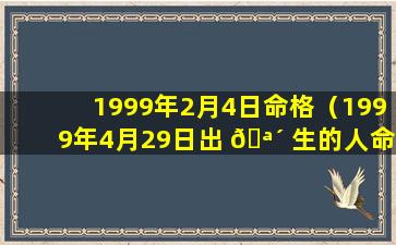 1999年2月4日命格（1999年4月29日出 🪴 生的人命运）